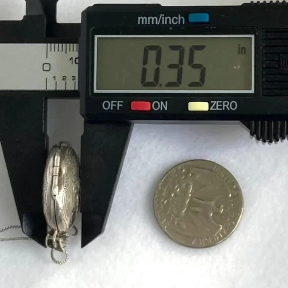 VTG Sterling Silver 925 Oval Etched Photo Locket Pendant Necklace 18" Box Chain - Picture 15 of 16